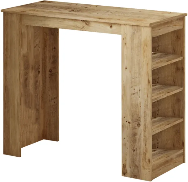 NORDVÄRK ST1 mesa de bar, con 3 estantes - melamina natural (120x51,6)