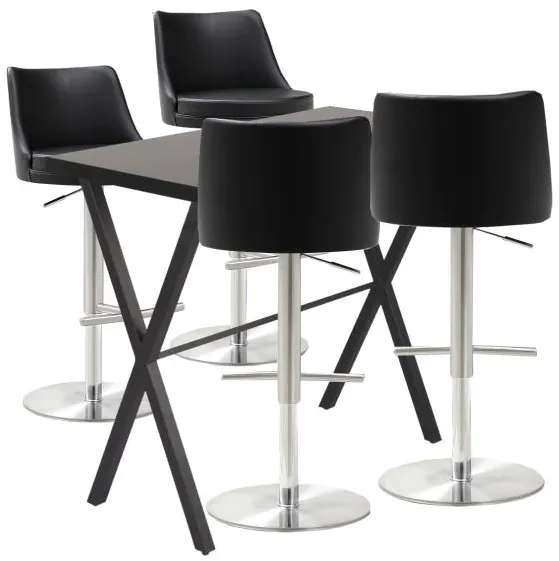 Conjunto de mesa de bar Homeville Grappa/Luna taburete de bar negro/cromo