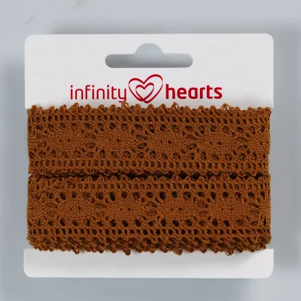 Cinta de Encaje Infinity Hearts Poliéster 25mm 4 Marrón - 5m