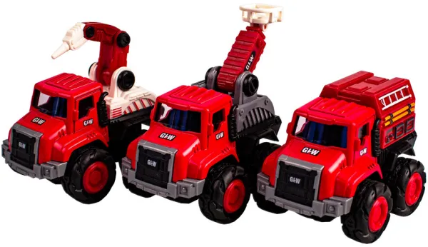 Camiones de bomberos de metal con inercia 3 surtidos.
