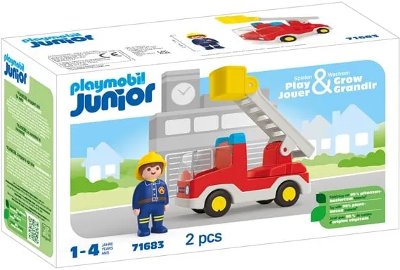 Playmobil 1.2.3 - Camión de bomberos junior con escalera