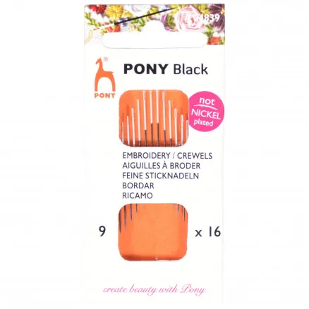 Agujas de bordar Pony Black Talla 9 - 16 uds