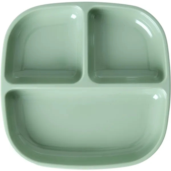 RICE Green Melamina Plato Infantil con 3 Compartimentos