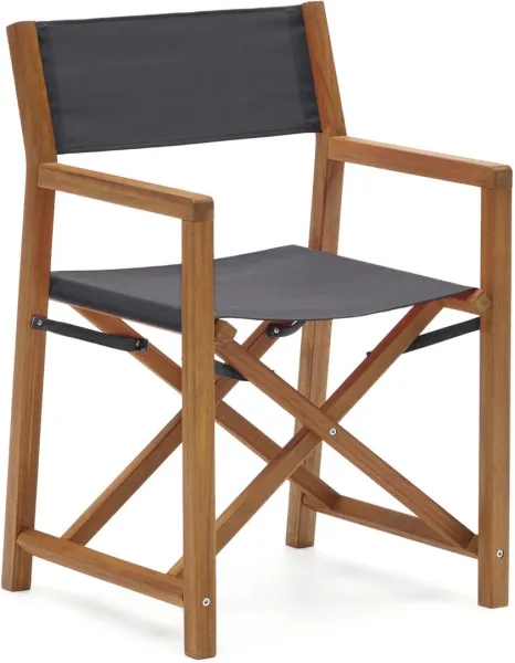 Thianna, Silla plegable de exterior, negro/natural, madera maciza