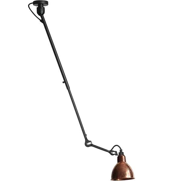 Lampe Gras N302 Lámpara de Techo Negro Mate/Cobre Crudo/Blanco