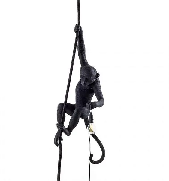 Seletti Monkey With Rope Lámpara de Techo Negra para Exterior