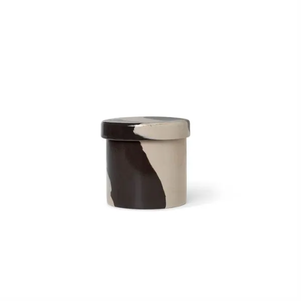 Ferm Living Inlay contenedor - pequeño - Arena/Negro