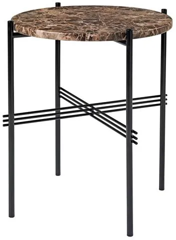 GUBI TS Mesa Auxiliar Redonda Ø40 Negro/Marrón Mármol Emperador