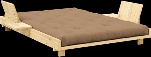 Karup Design Social Sofá cama con 2 respaldos, mesas laterales y colchón 140x200 Mocca/Lacado claro