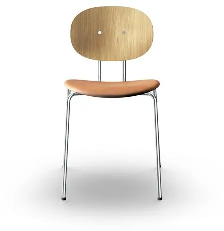 Sibast Furniture Piet Hein Silla de comedor Cromo Roble y Cuero Coñac