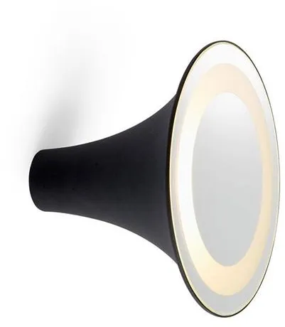 Trizo 21 Sirens Lámpara de pared Negra + Vidrio esmerilado blanco + Espejo Pequeño